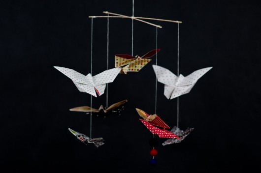mobil/ karuzela z latającymi ptaszkami origami MoiMili
