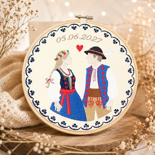 Ślub - inne Personalizowana pamiątka ślubna/zaręczynowa , haft w tamborku