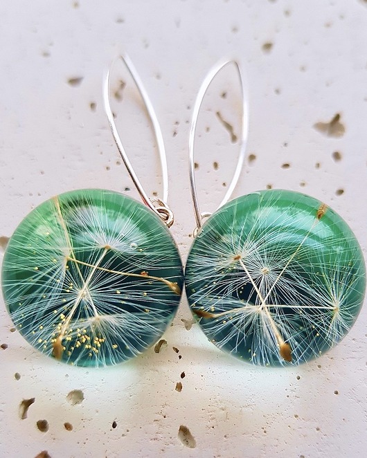 Kolczyki srebrne z nasionami dmuchawca Grol Jewellery