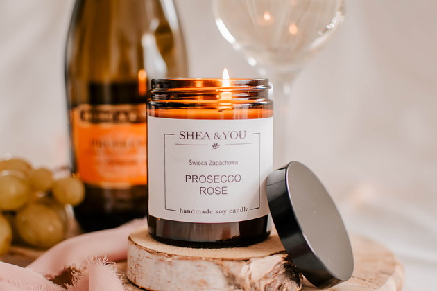 świeczniki i świece Świeca sojowa  "Prosecco Rose" :