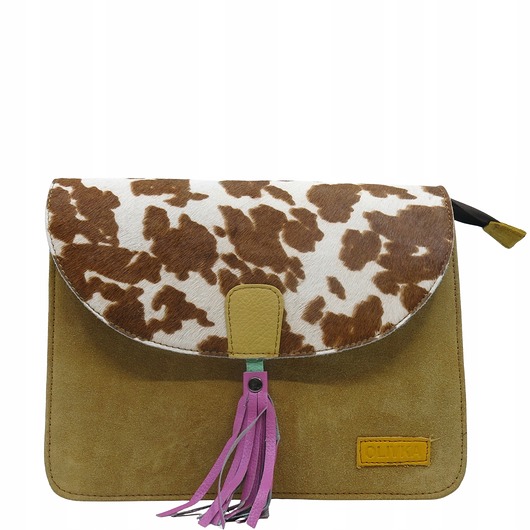 torby na ramię Torebka klasyczna elegancka skórzana zamszowa elegancka klapka wzór OLIVKA