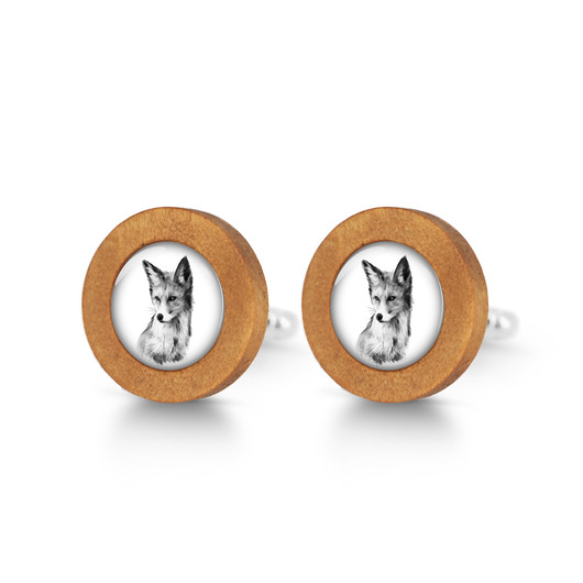 spinki do mankietów Lis - drewniane spinki do mankietów