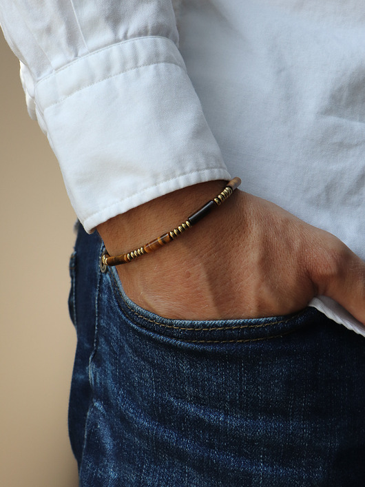 biżuteria męska Bransoletka męska - tygrysie oko z hematytem