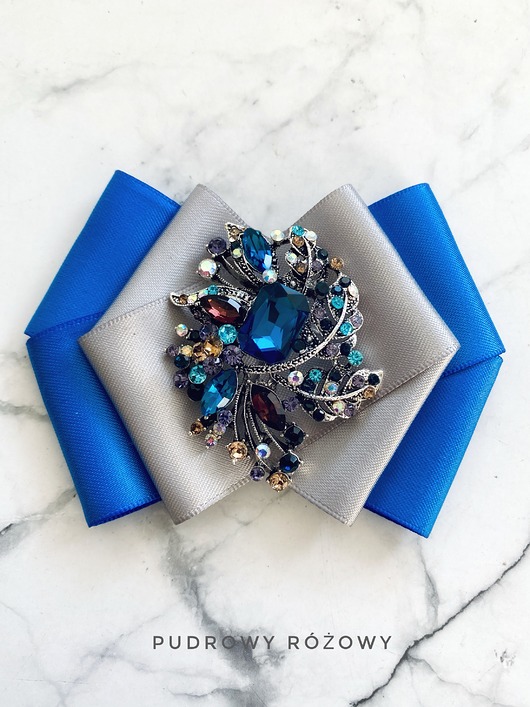 broszki Szafirowa Brosza z niesamowitą ozdobą   NOWOŚĆ