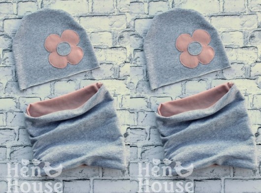 2 Komplety Flower czapka + komin  henhouse