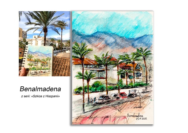 grafiki i ilustracje Obraz ręcznie malowany  Hiszpania Benalmadena