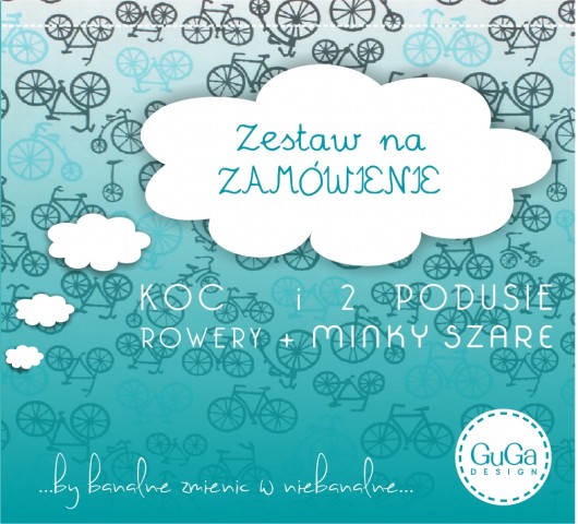 Narzuta + 2 poduszki minky/rowery HAFT GRATIS GuGa DESIGN