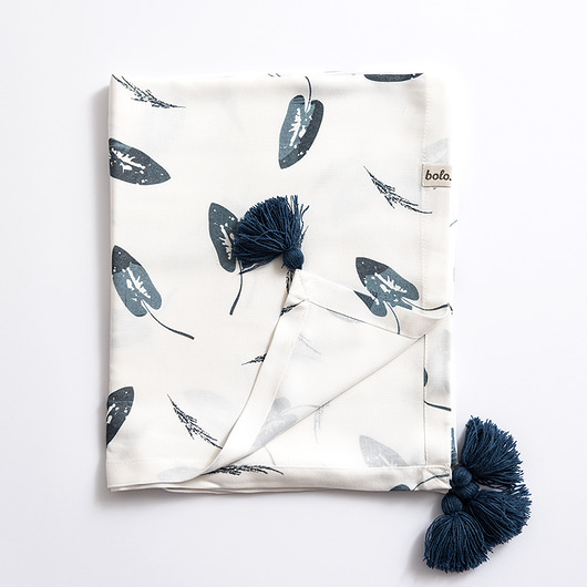 Bambusowy kocyk otulacz 80x100 - denim leaves Bolo