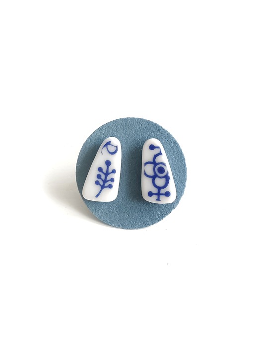 kolczyki ceramiczne Kolczyki ceramiczne w kobaltowe wzory