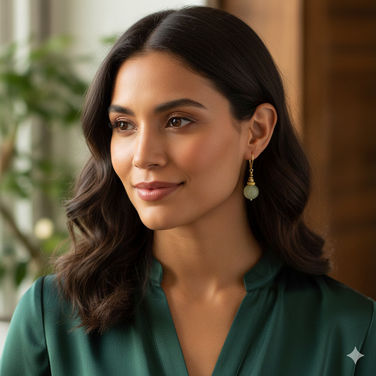 kolczyki z kamieniami Klasyczne kolczyki z jadeitem 10mm pozłacane srebro