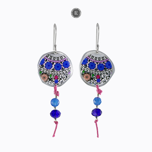 kolczyki z kamieniami Kolczyki Cobalt Mandala z jadeitem - długie