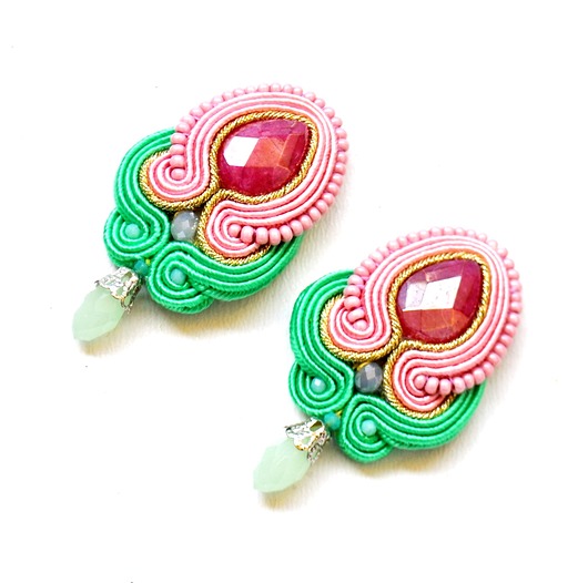 kolczyki soutache Sutaszowe kolczyki AGATY MINT