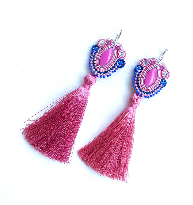 kolczyki soutache Sutaszowe kolczyki COSTA BLANCA z chwostami
