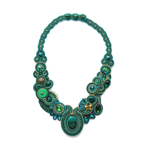 Isobelle szmaragdowo-złoty naszyjnik Soutache ! Mró Soutache