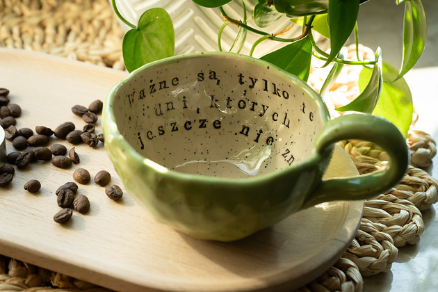 filiżanki Ceramiczna filiżanka handmade z cytatem