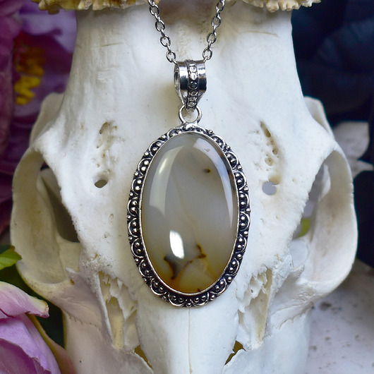 wisiory Miedziany posrebrzany wisiorek z agatem Montana