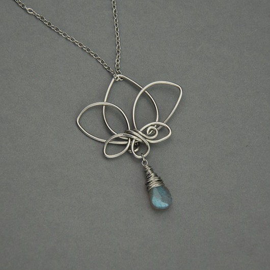 wisiory Wisiorek kwiat lotosu labradoryt wire wrapping