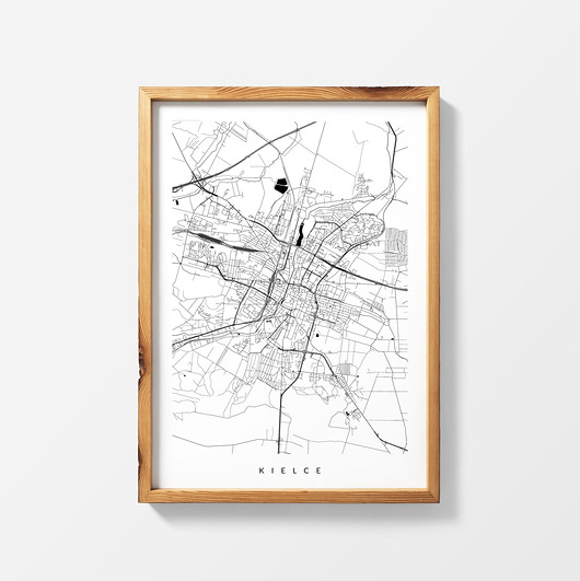 plakaty Mapa Kielc - grafika z planem miasta - Kielce