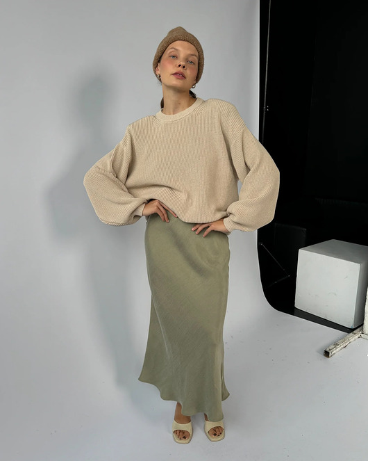 spódnice midi Spódnica Melody midi olive
