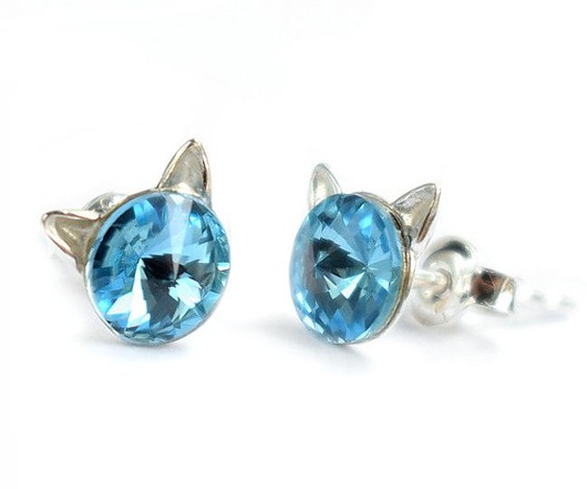 Koty! Kolczyki - kryształy Aquamarine (większe) Marisella