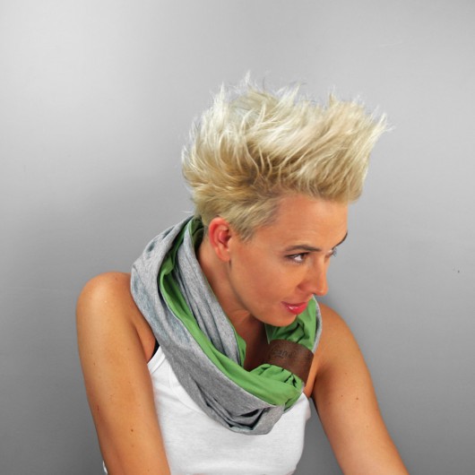 Dwukolorowy komin tuba szal pistachio purol design
