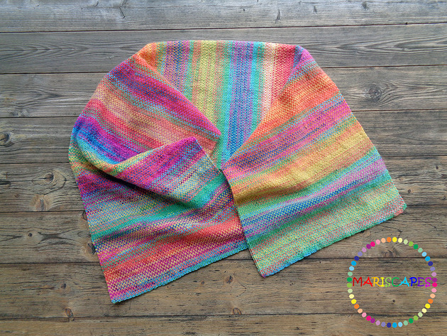 szale damskie UNIKAT szal dziergany (jak tkany) "Happy Rainbow"