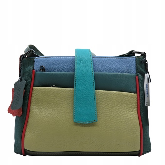 torby na ramię Torebka damska klasyczna skórzana pojemna kieszenie kolorowa pasek OLIVKA