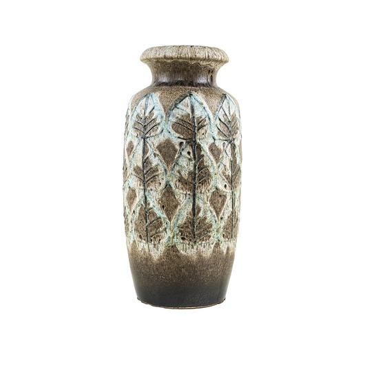wazony Wazon ceramiczny Scheurich z reliefowym dekorem roślinnym,, Niemcy, lata 70.
