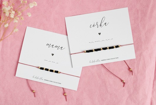 bransoletki złote Zestaw - MAMA I CÓRKA Morse Code Bracelets