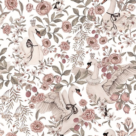 naklejki ścienne do pokoju dziecka Tapeta ścienna Swan Queen white 53cm x10m PZ