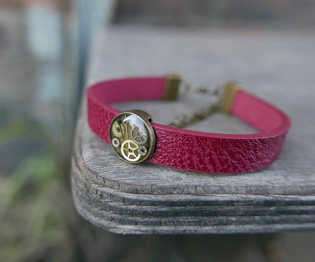 bransoletki - inne Bransoletka Red Leather 003