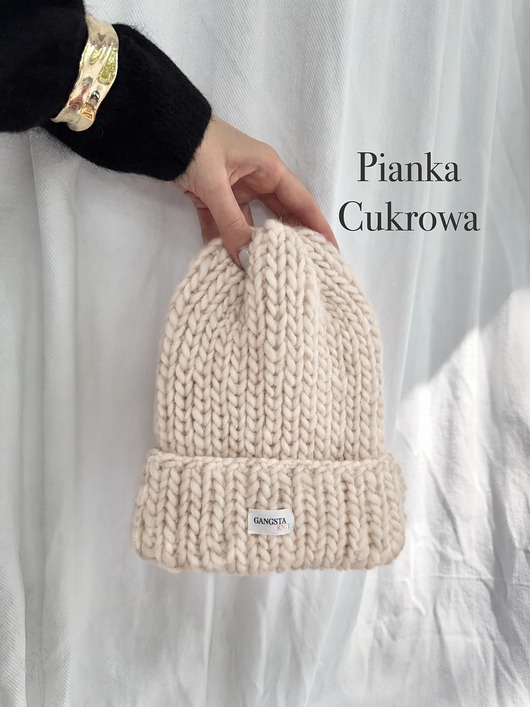 czapki damskie Czapka Lily 100% wełna *pianka cukrowa*