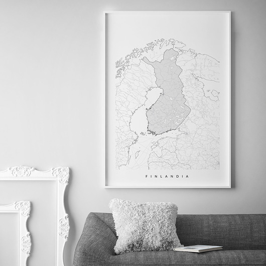 grafiki i ilustracje Finlandia - mapa Finlandii - plakat