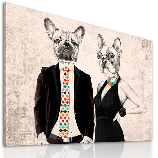 Obraz drukowany z parą  buldogów 120x80 LUdesign gallery
