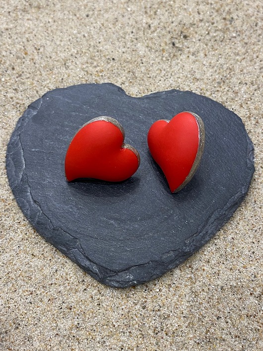 kolczyki z masy plastycznej Kolczyki Serca duże klasyczne