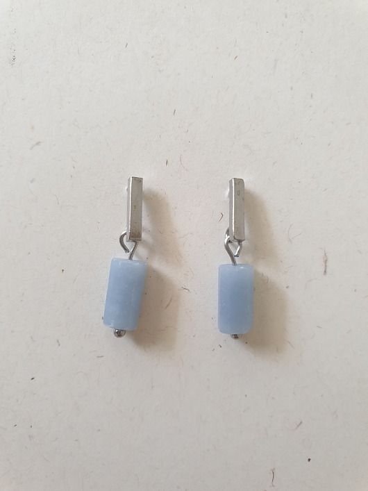 kolczyki z kamieniami Kolczyki PATYCZKI walce angelit