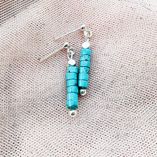 kolczyki z kamieniami Turkusowe kolczyki z jaspisem, srebro 925