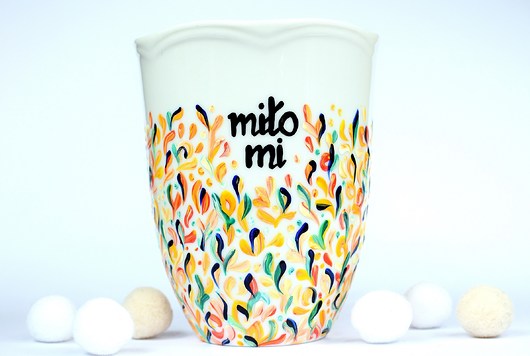 Ręcznie malowany kubek "Miło mi" 350 ml Ceramika Ciepliki
