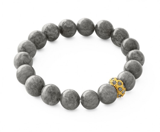 bransoletki z kamieni naturalnych Gray jade with crystal bead.
