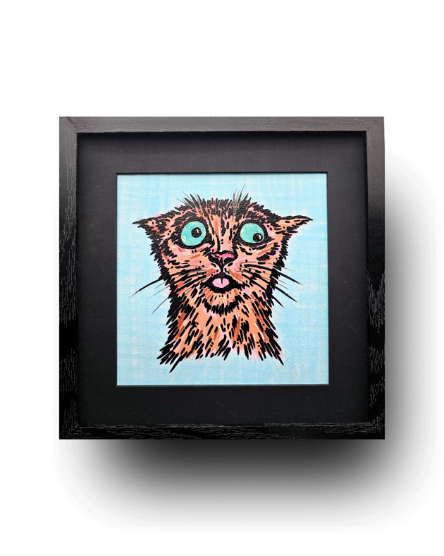 obrazy Funny Cat 4 - 20x20cm - ręcznie malowany akrylami