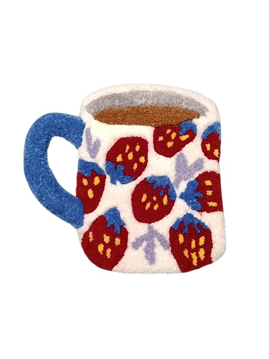 Ozdoby na ścianę Mini dywan kubek w truskawki