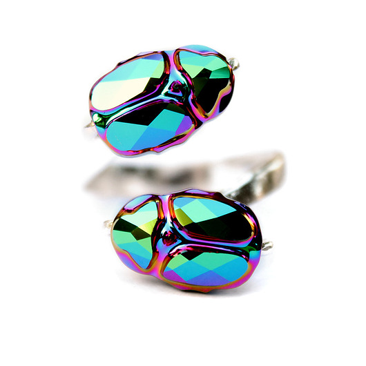 Srebrny pierścionek ze skarabeuszami Swarovski  Marisella
