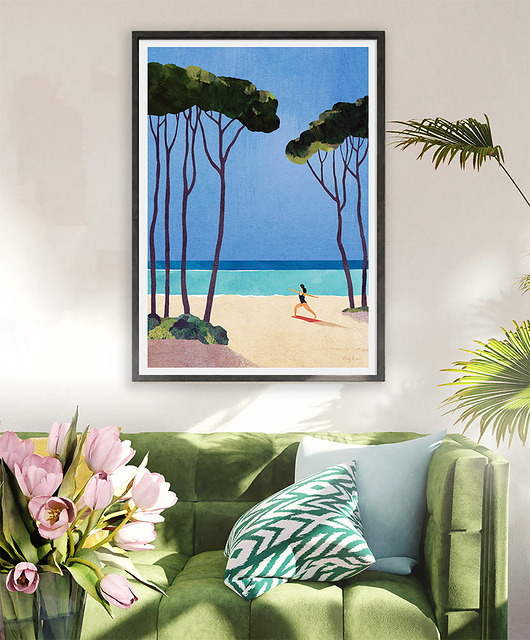 plakaty Joga nad brzegiem morza - plakat fine art