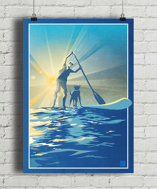 plakaty Paddle board SUP surfer - plakat fine art