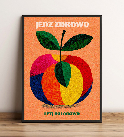 plakaty Plakat vegan zdrowie kuchnia jabłko 30x40