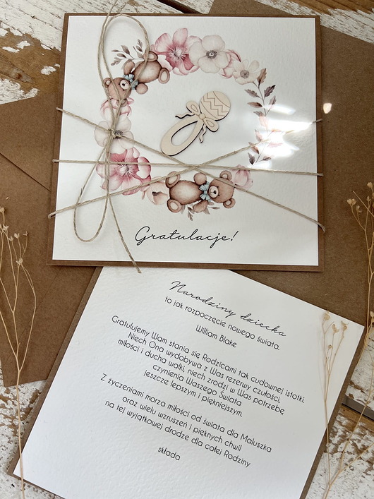 kartki scrapbooking Ręcznie robiona kartka na narodziny dziecka - gratulacje z okazji narodzin dz