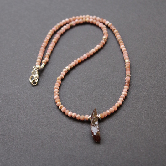 srebrne naszyjniki Naszyjnik Rodochrozyt i kwarc dymny