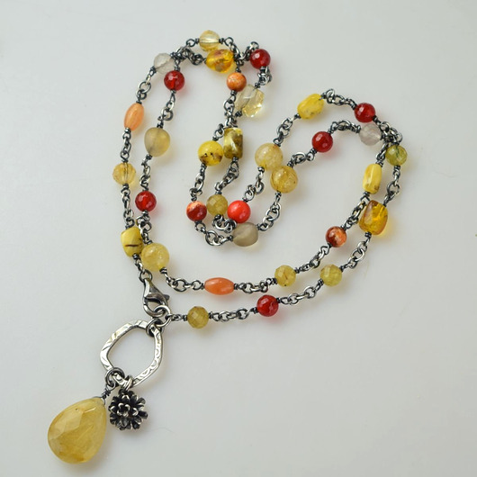 srebrne naszyjniki Nivora - srebrny naszyjnik z bursztynem, cytrynem...