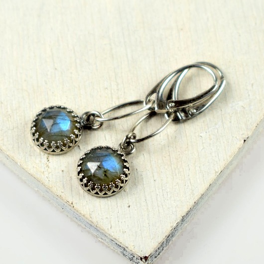 kolczyki wire wrapping Labradoryt w koronkach  - kolczyki