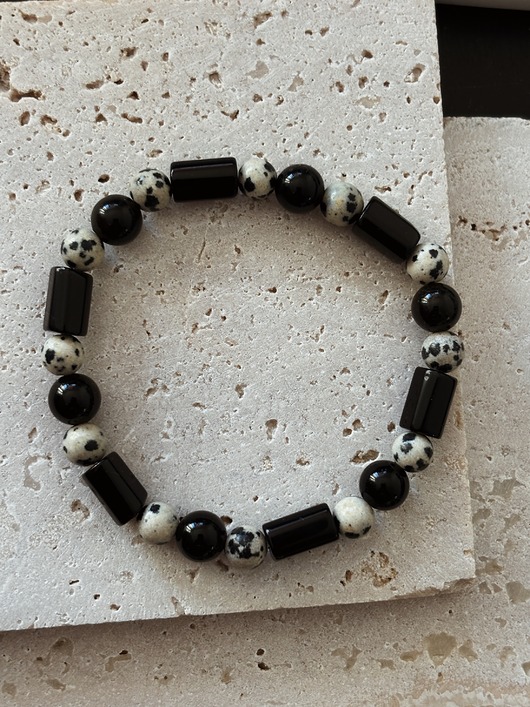 biżuteria męska Bransoletka męska Jaspis Dalmatyński i Turmalin